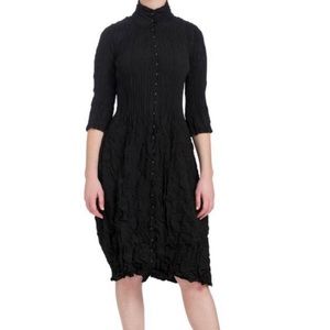 Alquema Nehru Coat Dress in Black